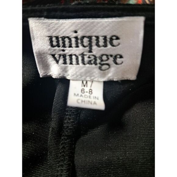 Unique Vintage Dress Medium 6/8 Black Silver‎ Star Print Black Velvet Whimisgoth - Picture 9 of 11